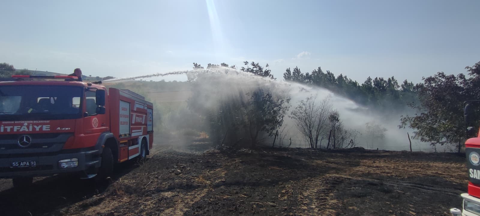 Samsun'da Biçerdöver Yangına Sebebiyet Verdi 